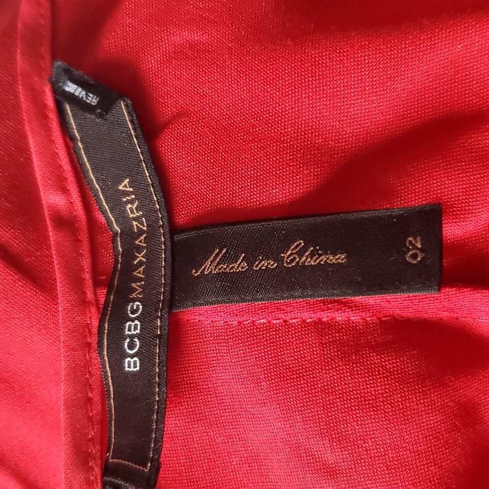BCBG red silky dress with high slit size 2 - Picture 3 of 4